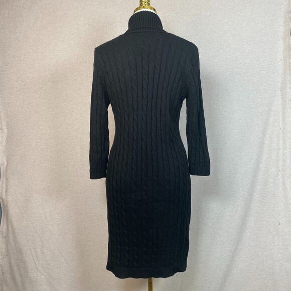 Calvin Klein Womens Cable Knit Sweater Dress Size L Shawl Collar Old Money Black - Picture 4 of 9